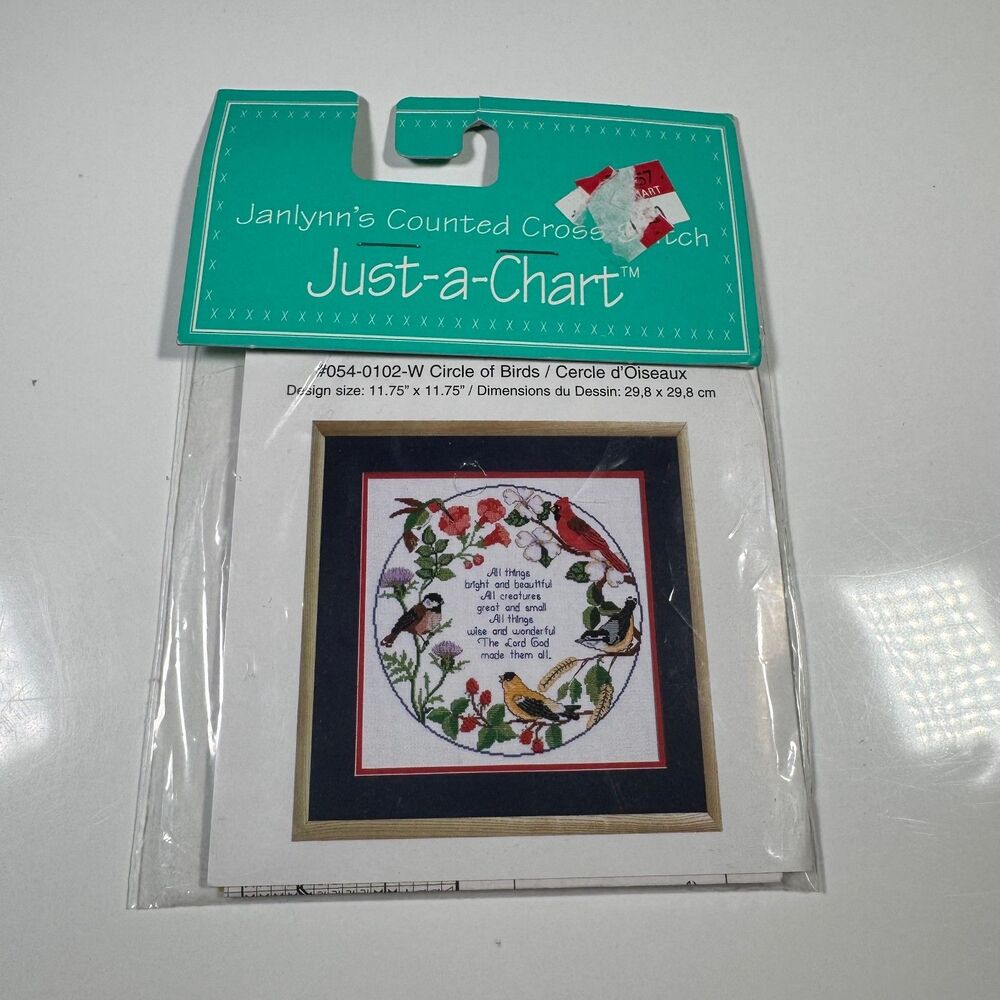 Janlynn's Just A Chart Counted Cross Stitch Pattern NOS Circle of Birds SEALED